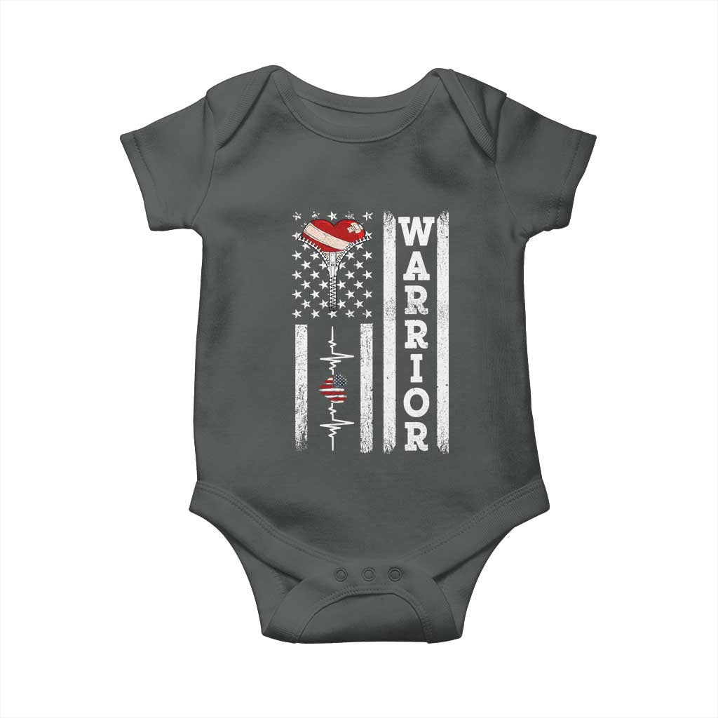Cool Heart Surgery Warrior Baby Onesie Coronary Bypass Artery Open Heart Surgery Heartbeat American Flag