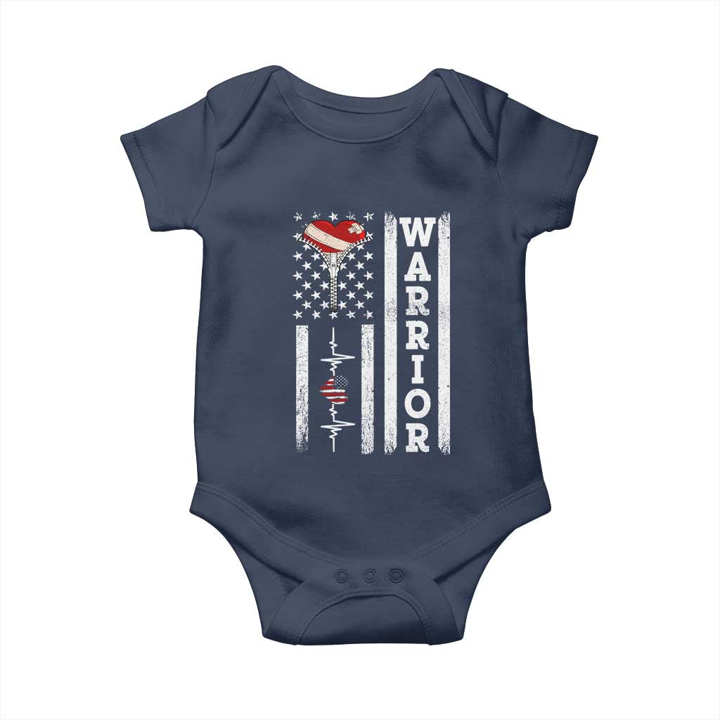 Cool Heart Surgery Warrior Baby Onesie Coronary Bypass Artery Open Heart Surgery Heartbeat American Flag