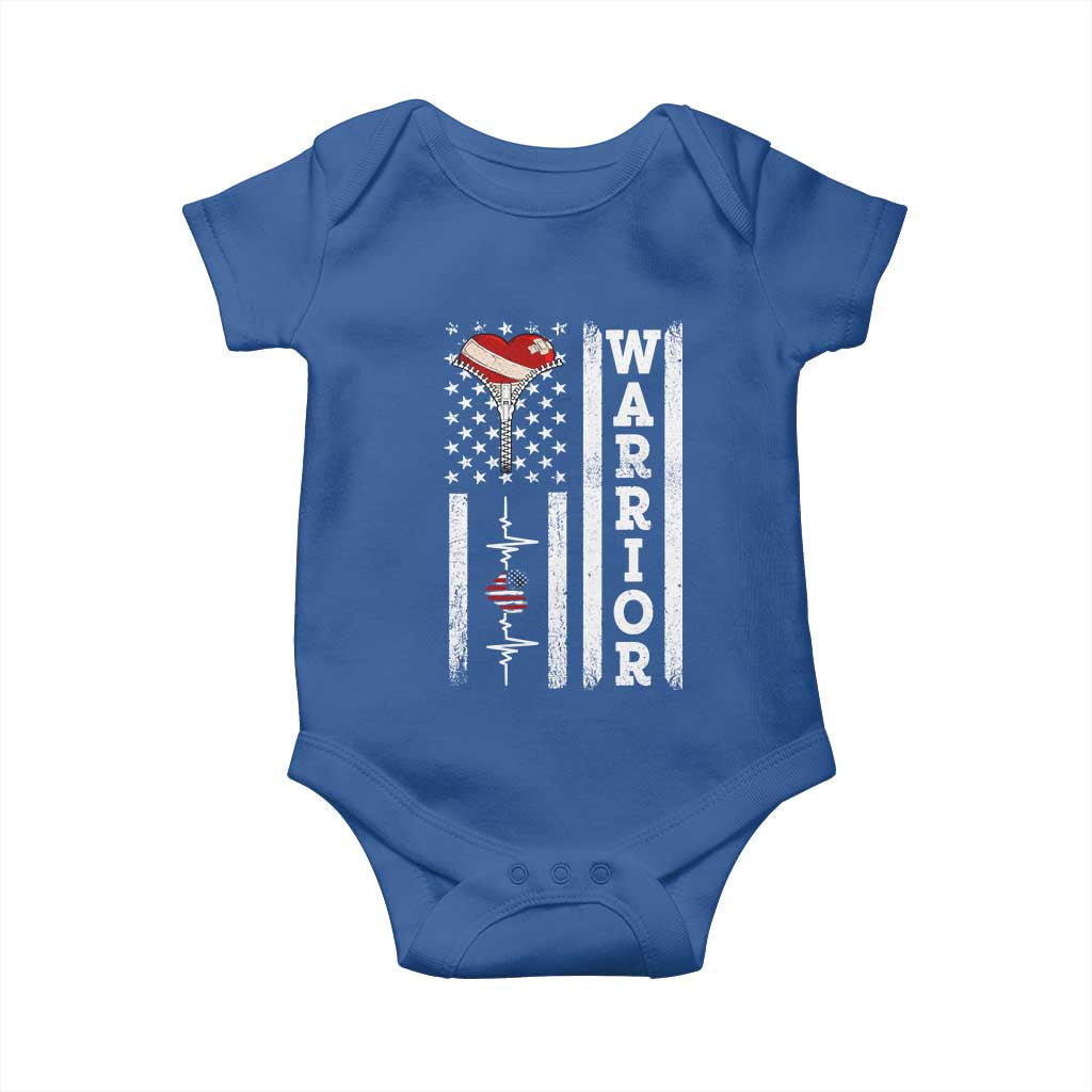 Cool Heart Surgery Warrior Baby Onesie Coronary Bypass Artery Open Heart Surgery Heartbeat American Flag