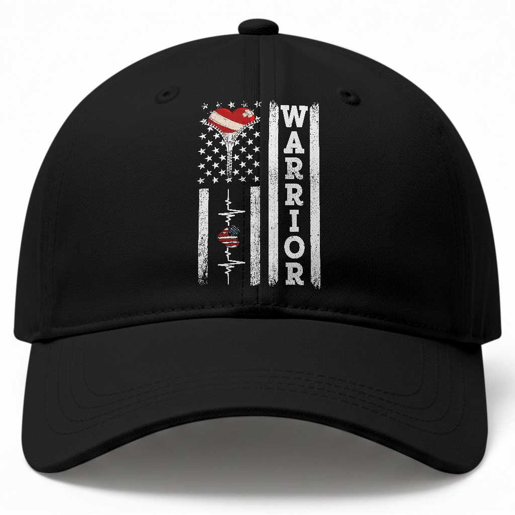 Cool Heart Surgery Warrior Baseball Cap Coronary Bypass Artery Open Heart Surgery Heartbeat American Flag