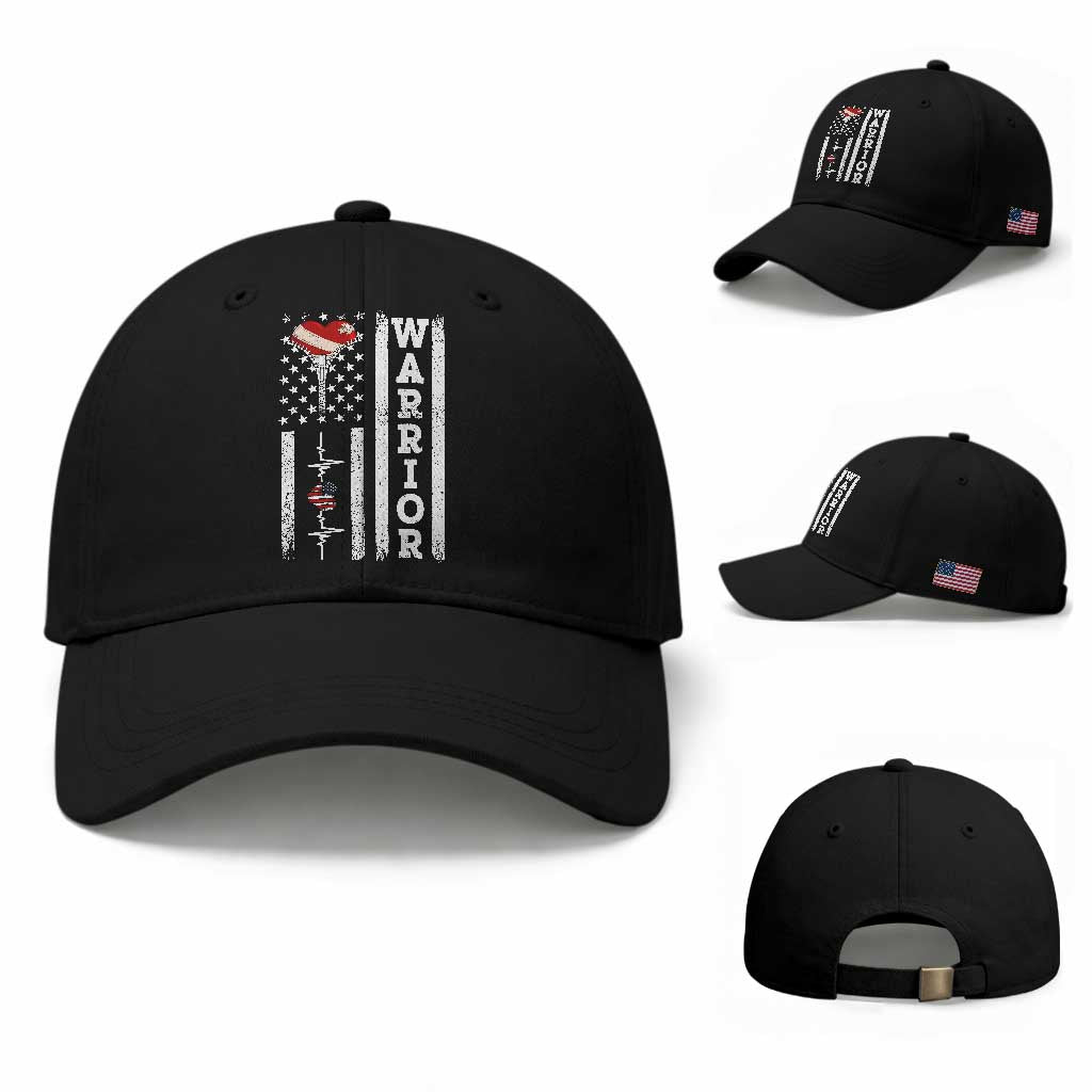 Cool Heart Surgery Warrior Baseball Cap Coronary Bypass Artery Open Heart Surgery Heartbeat American Flag