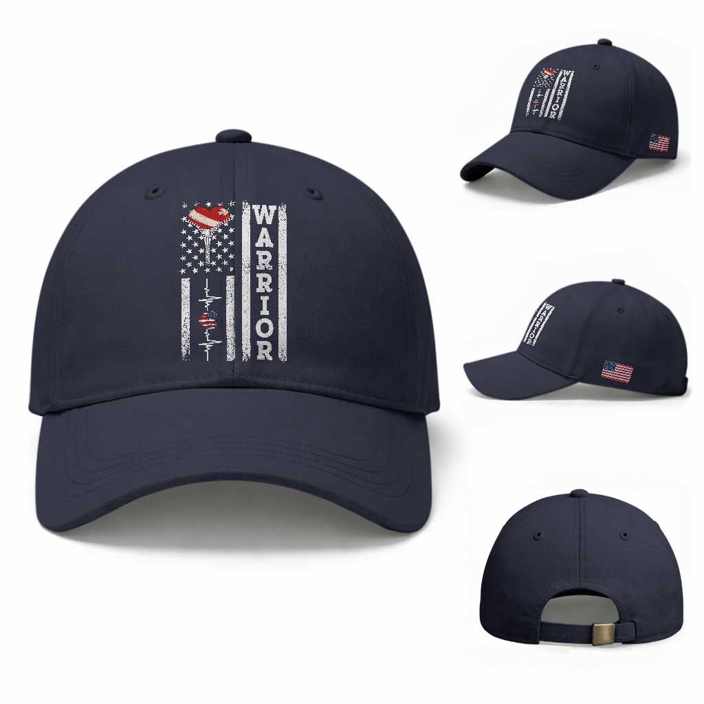 Cool Heart Surgery Warrior Baseball Cap Coronary Bypass Artery Open Heart Surgery Heartbeat American Flag