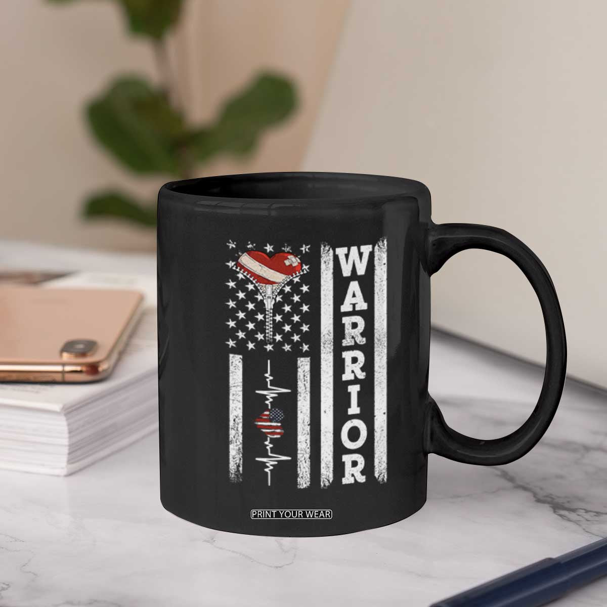 Cool Heart Surgery Warrior Coffee Mug Coronary Bypass Artery Open Heart Surgery Heartbeat American Flag