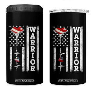 Cool Heart Surgery Warrior 4 in 1 Can Cooler Tumbler Coronary Bypass Artery Open Heart Surgery Heartbeat American Flag