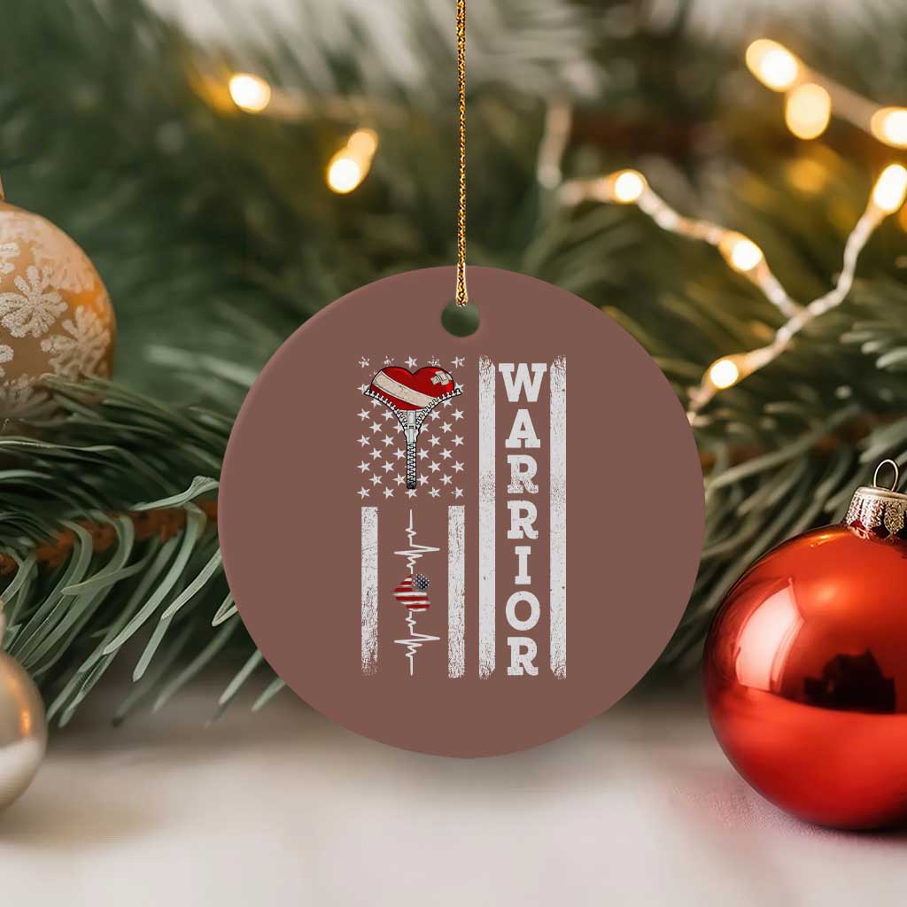 Cool Heart Surgery Warrior Ceramic Ornament Coronary Bypass Artery Open Heart Surgery Heartbeat American Flag