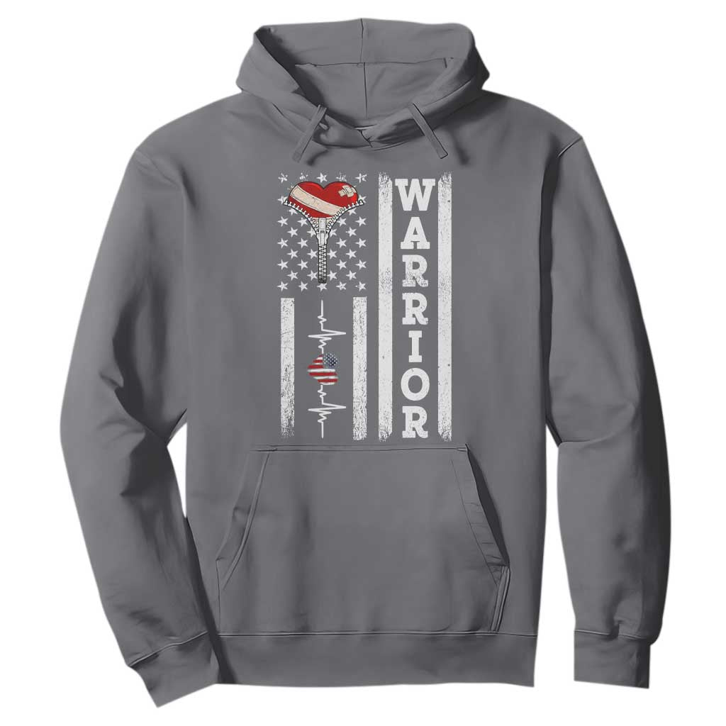 Cool Heart Surgery Warrior Hoodie Coronary Bypass Artery Open Heart Surgery Heartbeat American Flag