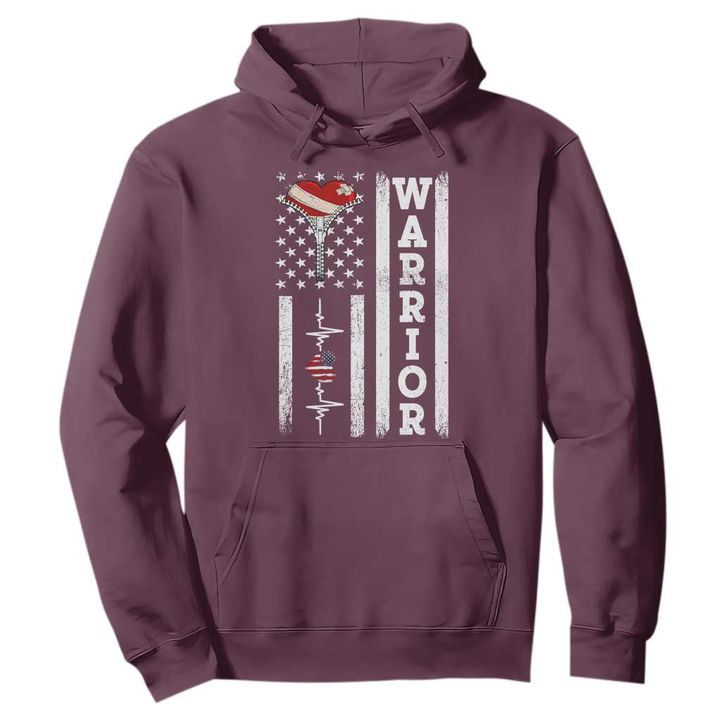 Cool Heart Surgery Warrior Hoodie Coronary Bypass Artery Open Heart Surgery Heartbeat American Flag