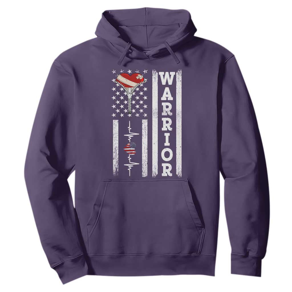 Cool Heart Surgery Warrior Hoodie Coronary Bypass Artery Open Heart Surgery Heartbeat American Flag