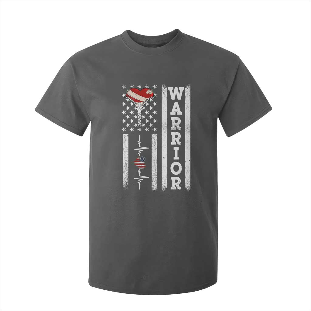 Cool Heart Surgery Warrior T Shirt For Kid Coronary Bypass Artery Open Heart Surgery Heartbeat American Flag