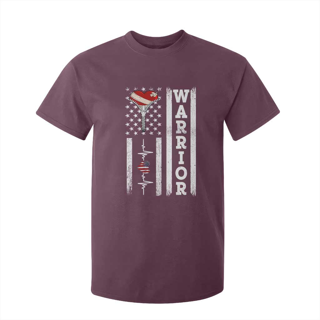 Cool Heart Surgery Warrior T Shirt For Kid Coronary Bypass Artery Open Heart Surgery Heartbeat American Flag