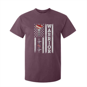 Cool Heart Surgery Warrior T Shirt For Kid Coronary Bypass Artery Open Heart Surgery Heartbeat American Flag