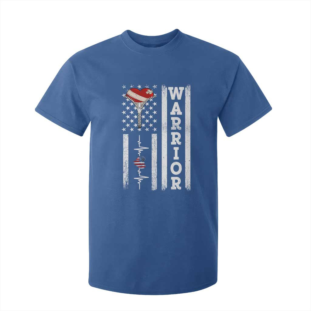Cool Heart Surgery Warrior T Shirt For Kid Coronary Bypass Artery Open Heart Surgery Heartbeat American Flag