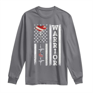 Cool Heart Surgery Warrior Long Sleeve Shirt Coronary Bypass Artery Open Heart Surgery Heartbeat American Flag