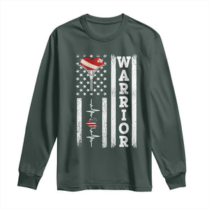Cool Heart Surgery Warrior Long Sleeve Shirt Coronary Bypass Artery Open Heart Surgery Heartbeat American Flag
