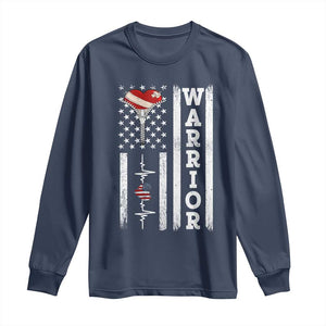 Cool Heart Surgery Warrior Long Sleeve Shirt Coronary Bypass Artery Open Heart Surgery Heartbeat American Flag