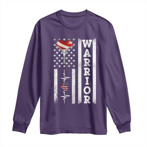 Cool Heart Surgery Warrior Long Sleeve Shirt Coronary Bypass Artery Open Heart Surgery Heartbeat American Flag