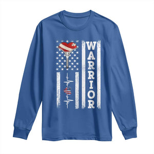 Cool Heart Surgery Warrior Long Sleeve Shirt Coronary Bypass Artery Open Heart Surgery Heartbeat American Flag