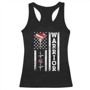 Cool Heart Surgery Warrior Racerback Tank Top Coronary Bypass Artery Open Heart Surgery Heartbeat American Flag