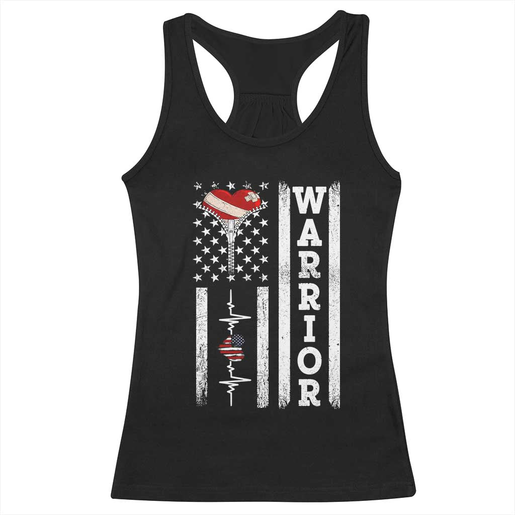 Cool Heart Surgery Warrior Racerback Tank Top Coronary Bypass Artery Open Heart Surgery Heartbeat American Flag TS10 Black Print Your Wear