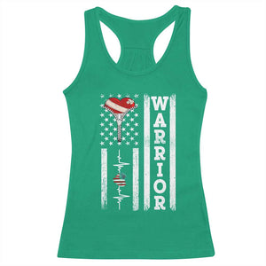 Cool Heart Surgery Warrior Racerback Tank Top Coronary Bypass Artery Open Heart Surgery Heartbeat American Flag