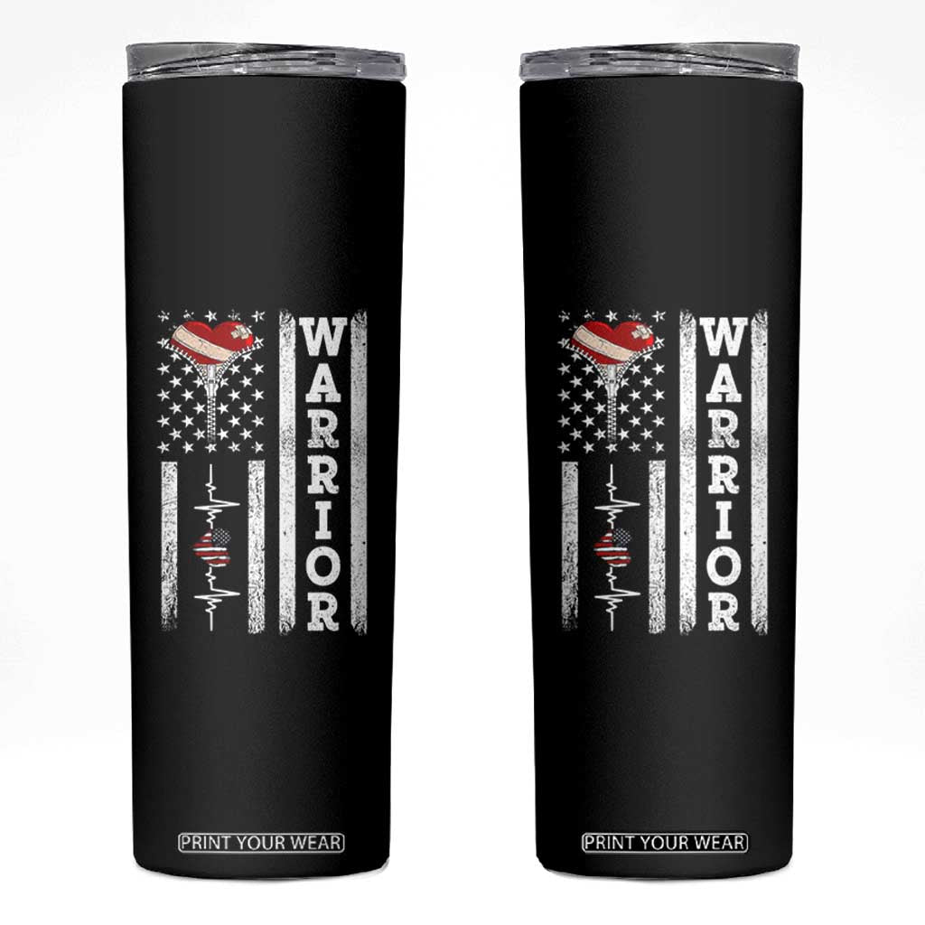 Cool Heart Surgery Warrior Skinny Tumbler Coronary Bypass Artery Open Heart Surgery Heartbeat American Flag