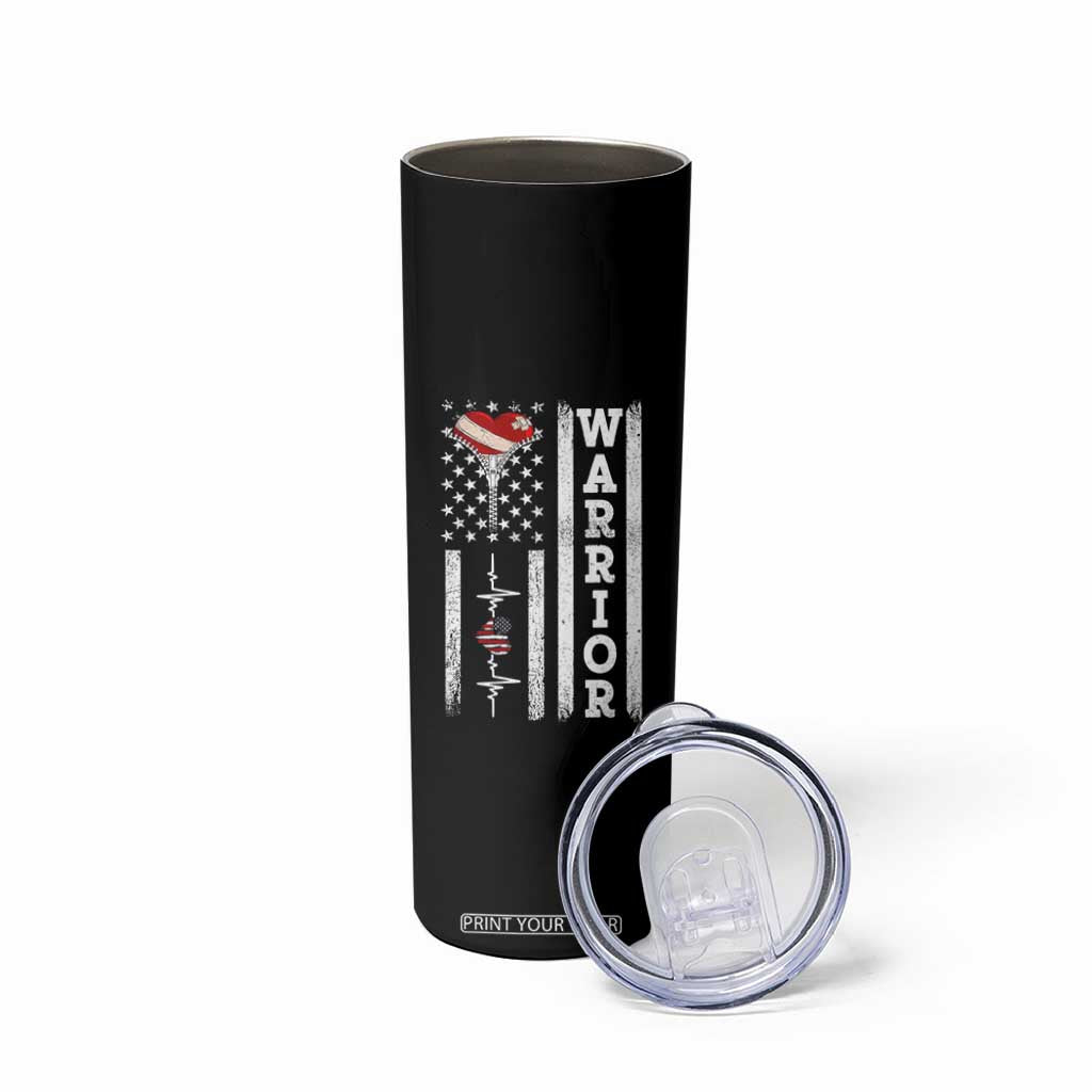 Cool Heart Surgery Warrior Skinny Tumbler Coronary Bypass Artery Open Heart Surgery Heartbeat American Flag