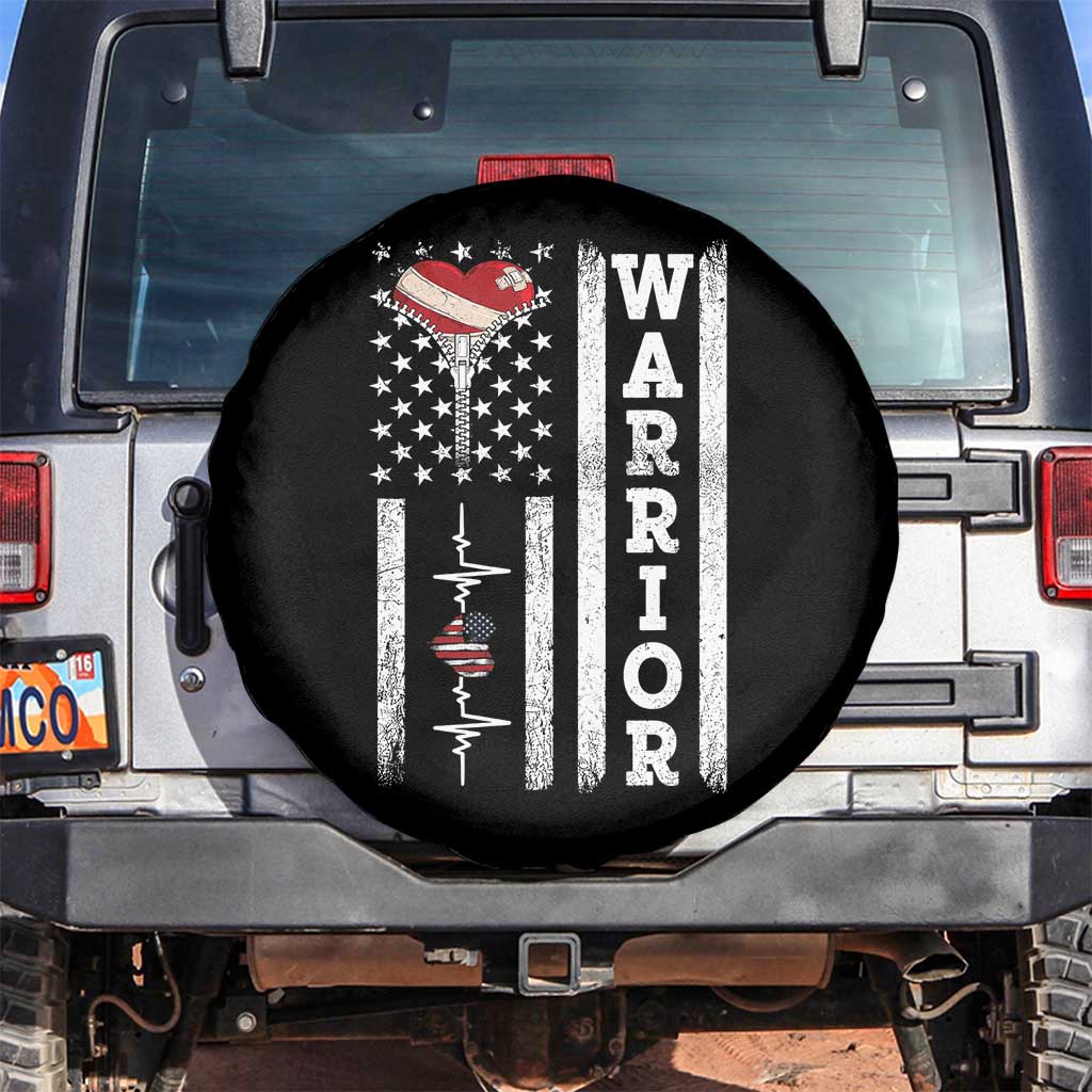 Cool Heart Surgery Warrior Spare Tire Cover Coronary Bypass Artery Open Heart Surgery Heartbeat American Flag TS10 No hole Black Print Your Wear