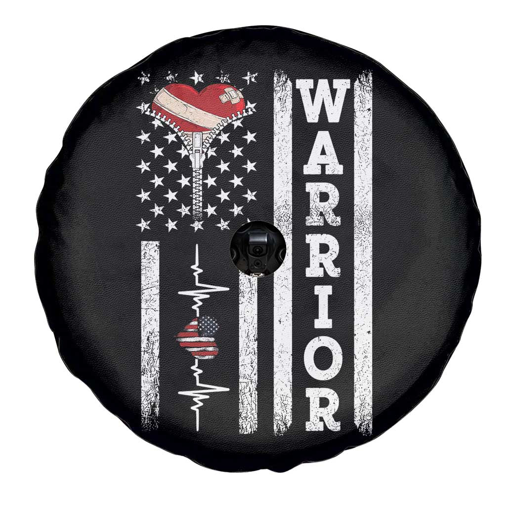 Cool Heart Surgery Warrior Spare Tire Cover Coronary Bypass Artery Open Heart Surgery Heartbeat American Flag