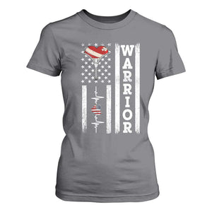 Cool Heart Surgery Warrior T Shirt For Women Coronary Bypass Artery Open Heart Surgery Heartbeat American Flag