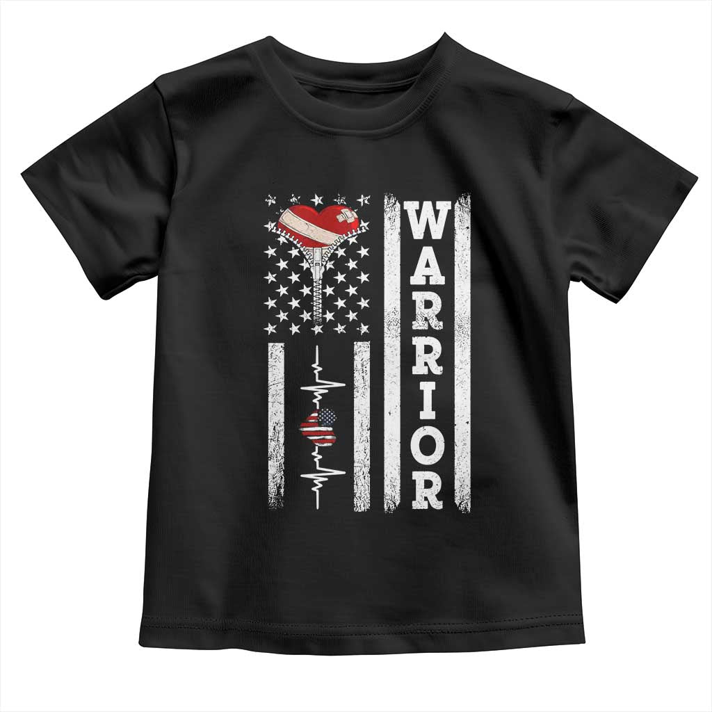 Cool Heart Surgery Warrior Toddler T Shirt Coronary Bypass Artery Open Heart Surgery Heartbeat American Flag TS10 Black Print Your Wear