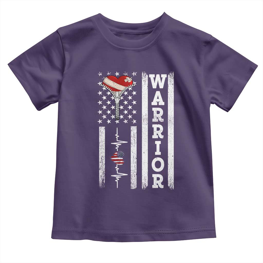 Cool Heart Surgery Warrior Toddler T Shirt Coronary Bypass Artery Open Heart Surgery Heartbeat American Flag