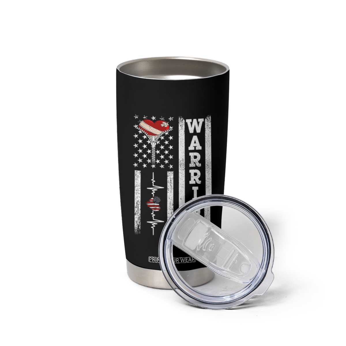 Cool Heart Surgery Warrior Tumbler Cup Coronary Bypass Artery Open Heart Surgery Heartbeat American Flag