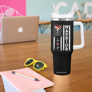 Cool Heart Surgery Warrior Tumbler With Handle Coronary Bypass Artery Open Heart Surgery Heartbeat American Flag