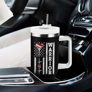 Cool Heart Surgery Warrior Tumbler With Handle Coronary Bypass Artery Open Heart Surgery Heartbeat American Flag