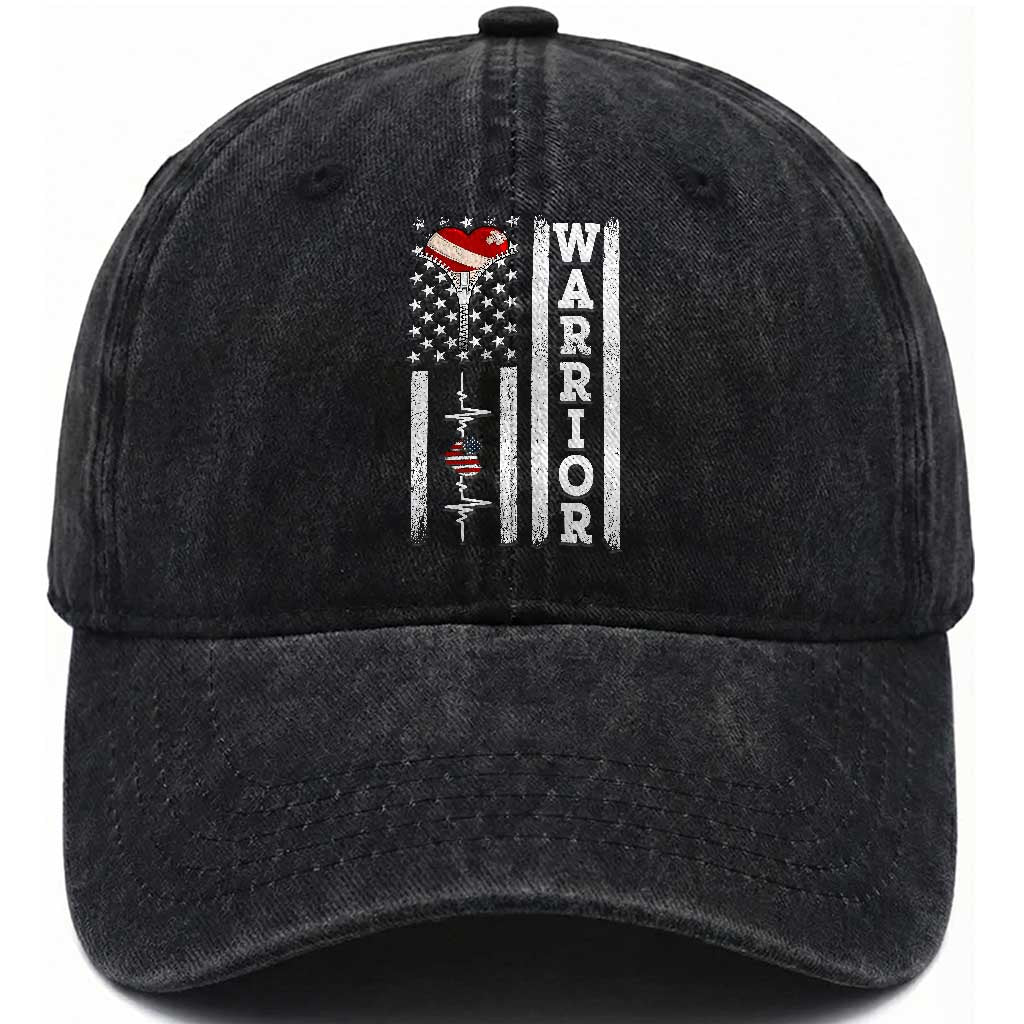 Cool Heart Surgery Warrior Washed Cotton Baseball Cap Coronary Bypass Artery Open Heart Surgery Heartbeat American Flag