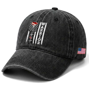 Cool Heart Surgery Warrior Washed Cotton Baseball Cap Coronary Bypass Artery Open Heart Surgery Heartbeat American Flag