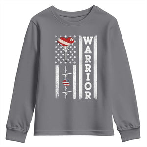Cool Heart Surgery Warrior Youth Sweatshirt Coronary Bypass Artery Open Heart Surgery Heartbeat American Flag