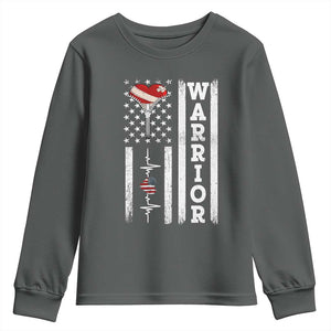 Cool Heart Surgery Warrior Youth Sweatshirt Coronary Bypass Artery Open Heart Surgery Heartbeat American Flag