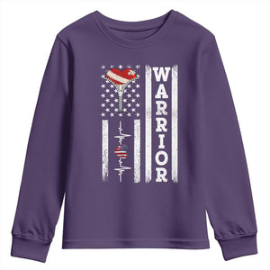 Cool Heart Surgery Warrior Youth Sweatshirt Coronary Bypass Artery Open Heart Surgery Heartbeat American Flag