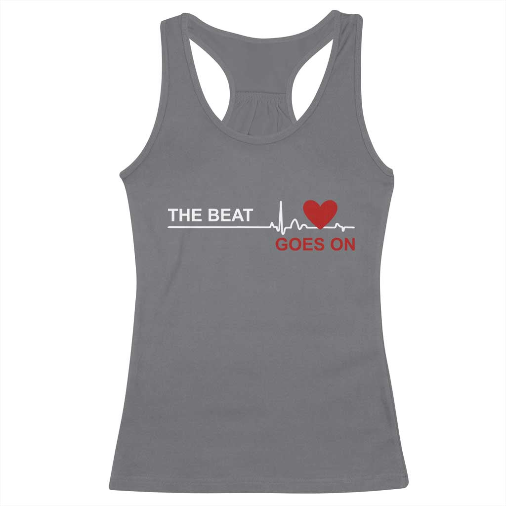 Cool Heart Surgery Survivor Racerback Tank Top Heart Attack Surgery The Beat Goes On Rehab Recover