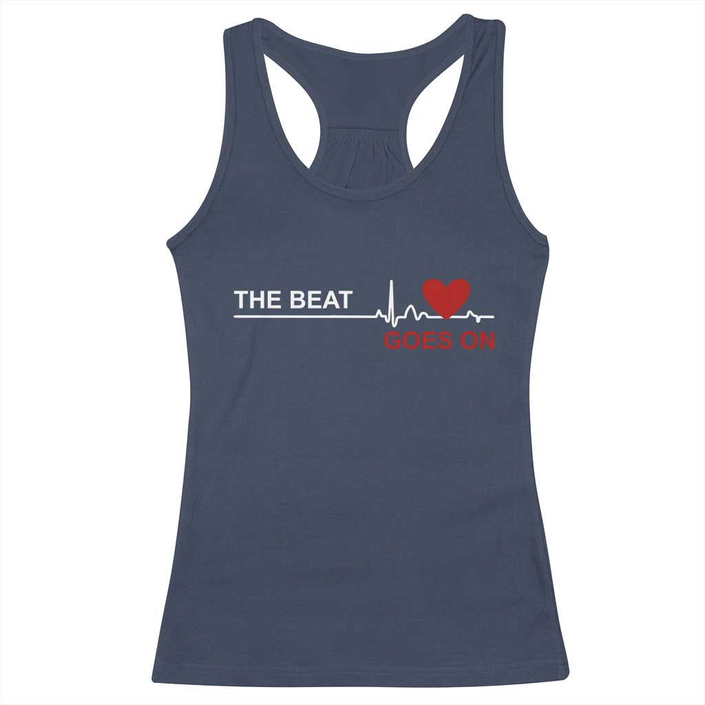 Cool Heart Surgery Survivor Racerback Tank Top Heart Attack Surgery The Beat Goes On Rehab Recover