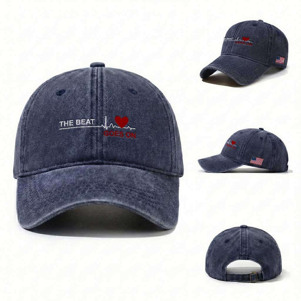 Cool Heart Surgery Survivor Washed Cotton Baseball Cap Heart Attack Surgery The Beat Goes On Rehab Recover