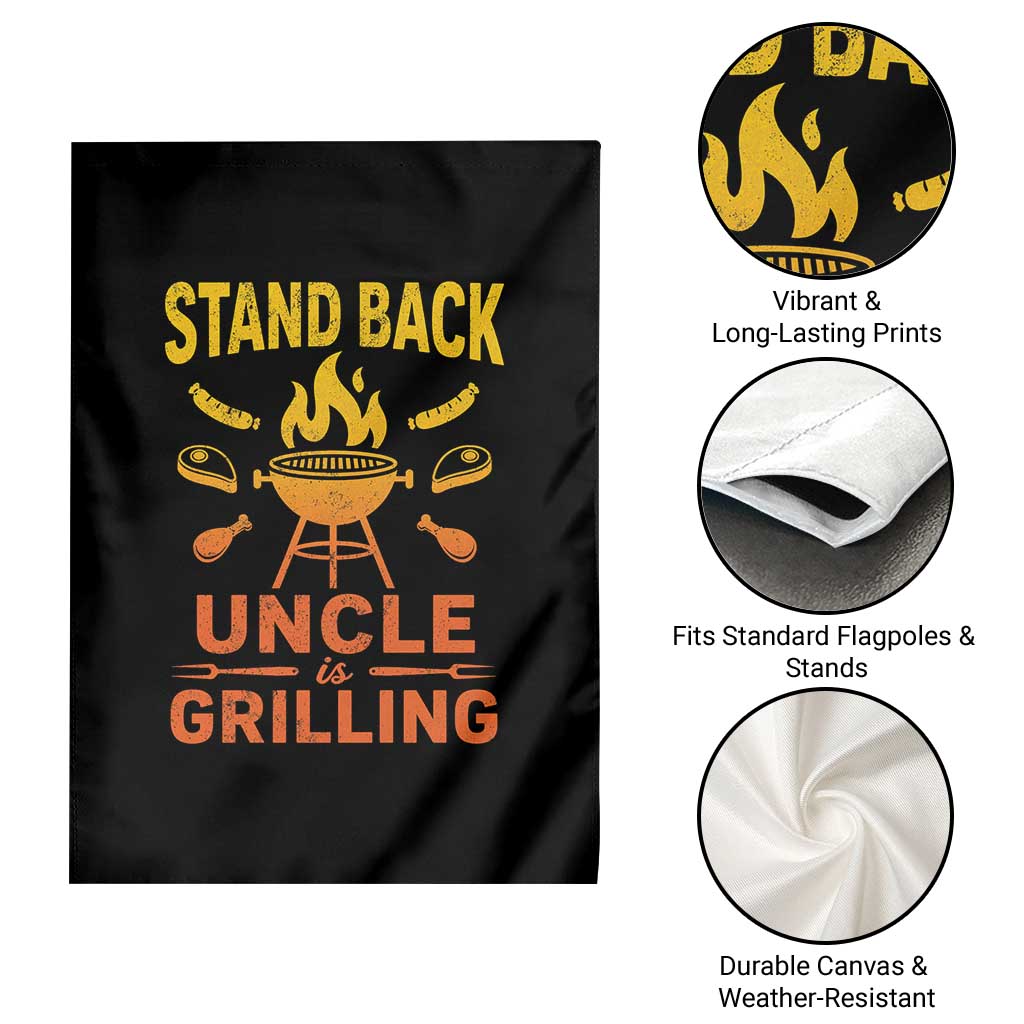Stand Back Uncle Is Grilling Garden Flag Funny Fathers Day BBQ