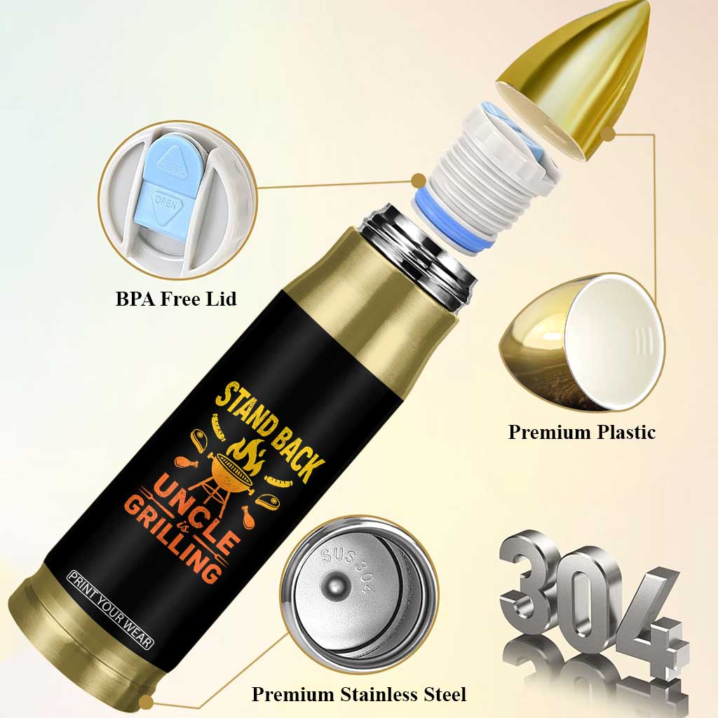 Stand Back Uncle Is Grilling Bullet Tumbler Funny Fathers Day BBQ
