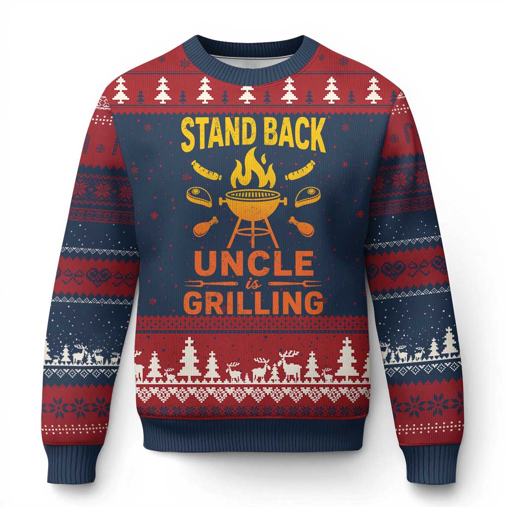 Stand Back Uncle Is Grilling Ugly Christmas Sweater Funny Fathers Day BBQ