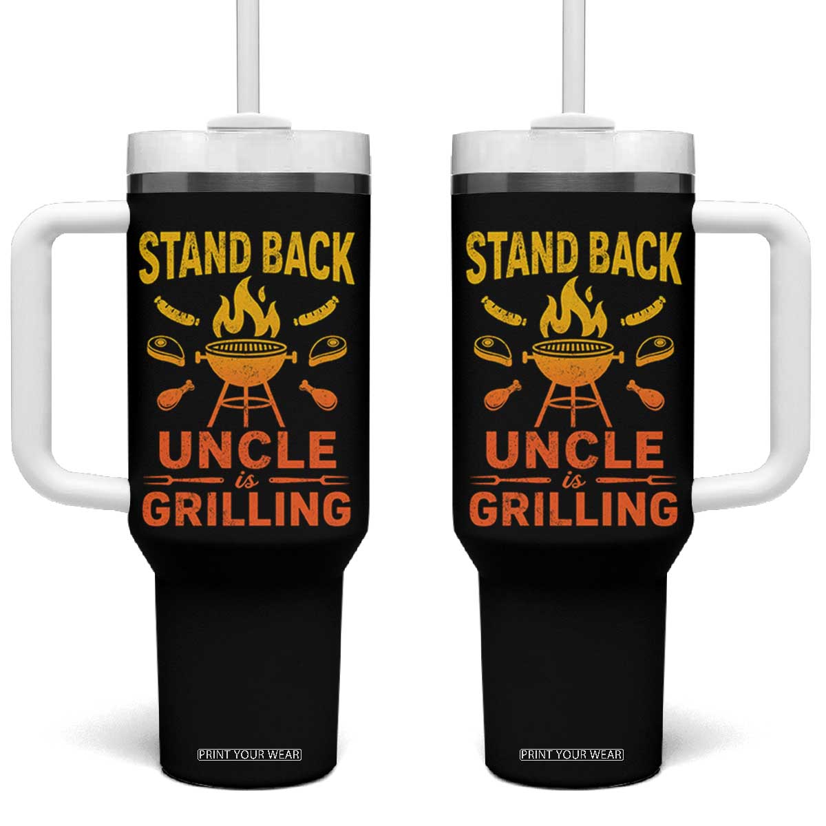 Stand Back Uncle Is Grilling Tumbler With Handle Funny Fathers Day BBQ