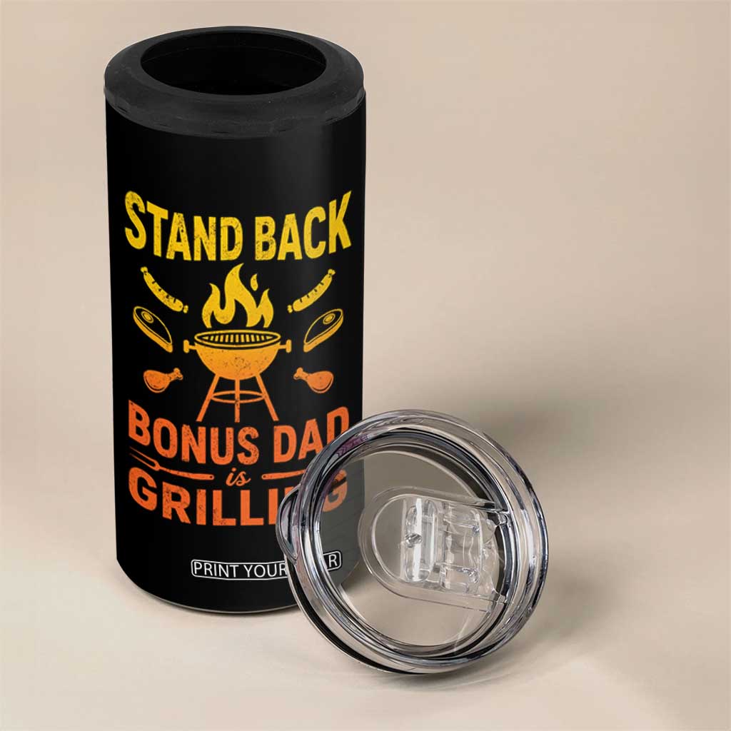 Funny Grilling Bonus Dad 4 in 1 Can Cooler Tumbler BBQ Stepdad Grill Masters Sarcastic