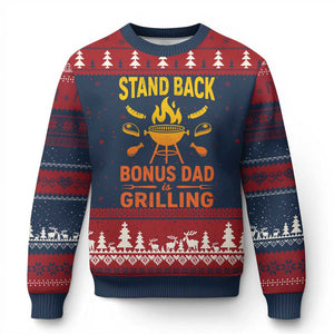 Funny Grilling Bonus Dad Ugly Christmas Sweater BBQ Stepdad Grill Masters Sarcastic