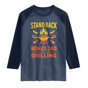 Funny Grilling Bonus Dad Raglan Shirt BBQ Stepdad Grill Masters Sarcastic