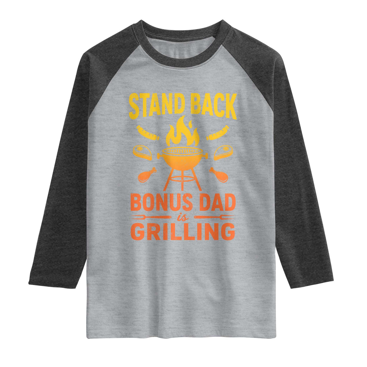Funny Grilling Bonus Dad Raglan Shirt BBQ Stepdad Grill Masters Sarcastic